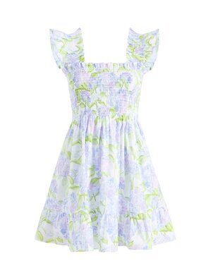 Hill House Elizabeth Nap Dress, Blue Hydrangea Cotton